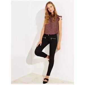 Ann Taylor LOFT Black Moto Zip Modern Skinny Skinny Jeans 2